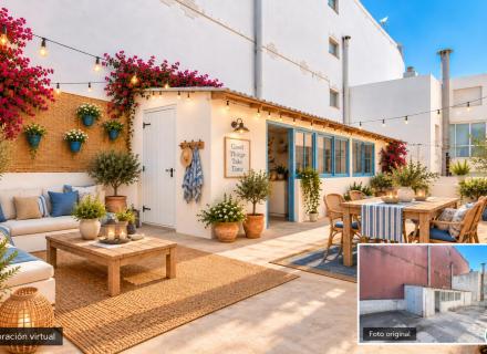 Appartement avec grande terrasse et droit de surélévation dans le centre historique de roses